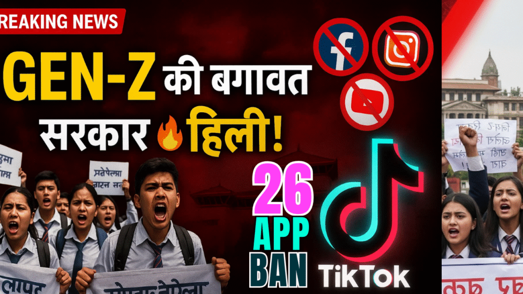 Gen-Z ki bagavat ne hila di sarkar TikTok chodkar facebook insta youtube samet 26 platform ban