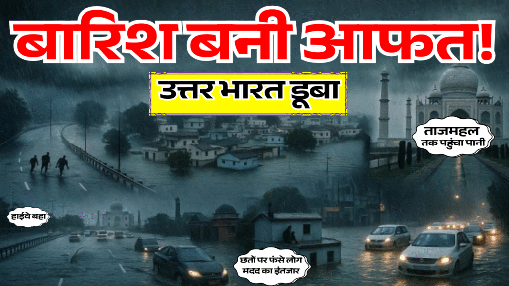 barish bani aafat uttar bharat duba highway baha tajmahal tak pahuncha pani