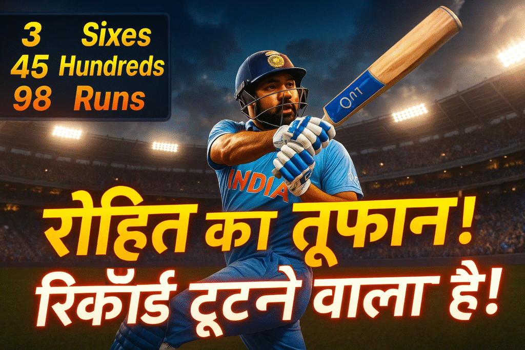 3 six 45 shatak 98 run ranchi me rohit ka tufan