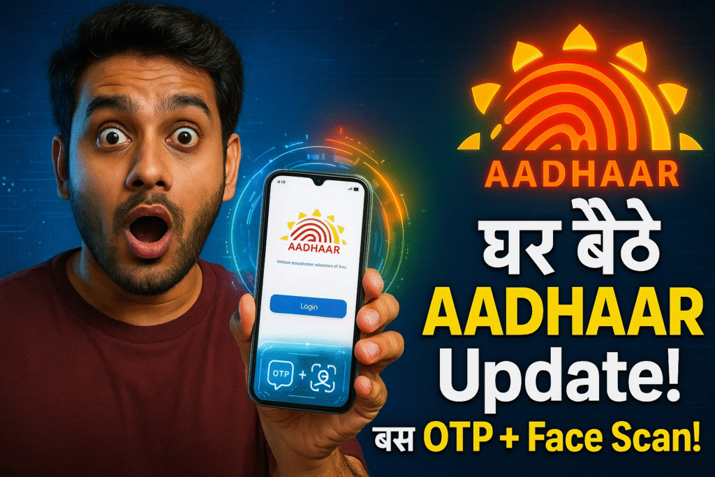 ab ghar baithe update kare aadhar card na bhid na form na chakkar sirf otp face scan se kam done