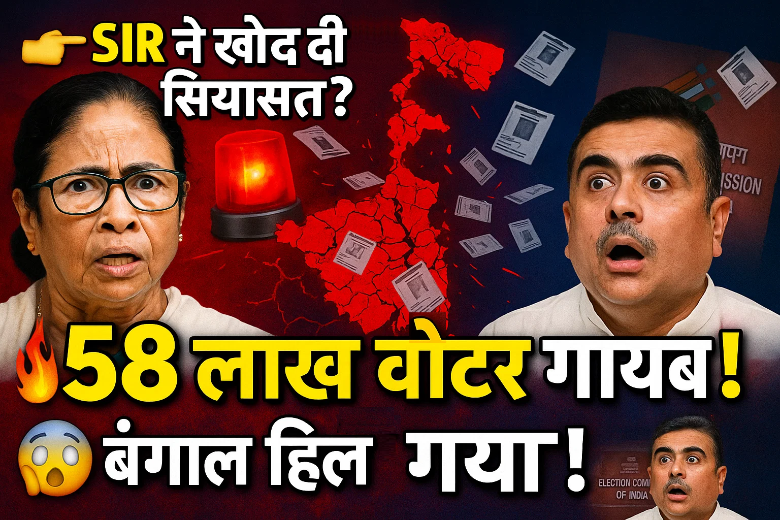 58 lakh voter gayab mamta se suvendu tak hila bengal