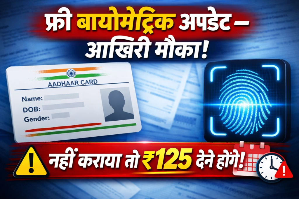 free biometric update ka aakhiri mauka der hui to ₹125 dena padega