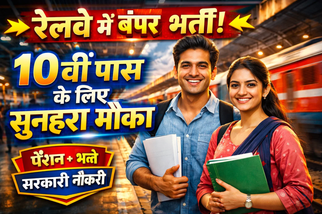 railway me bumper bharti 10vi paas ke liye sunhara avsar bhatte aur pension ke sath