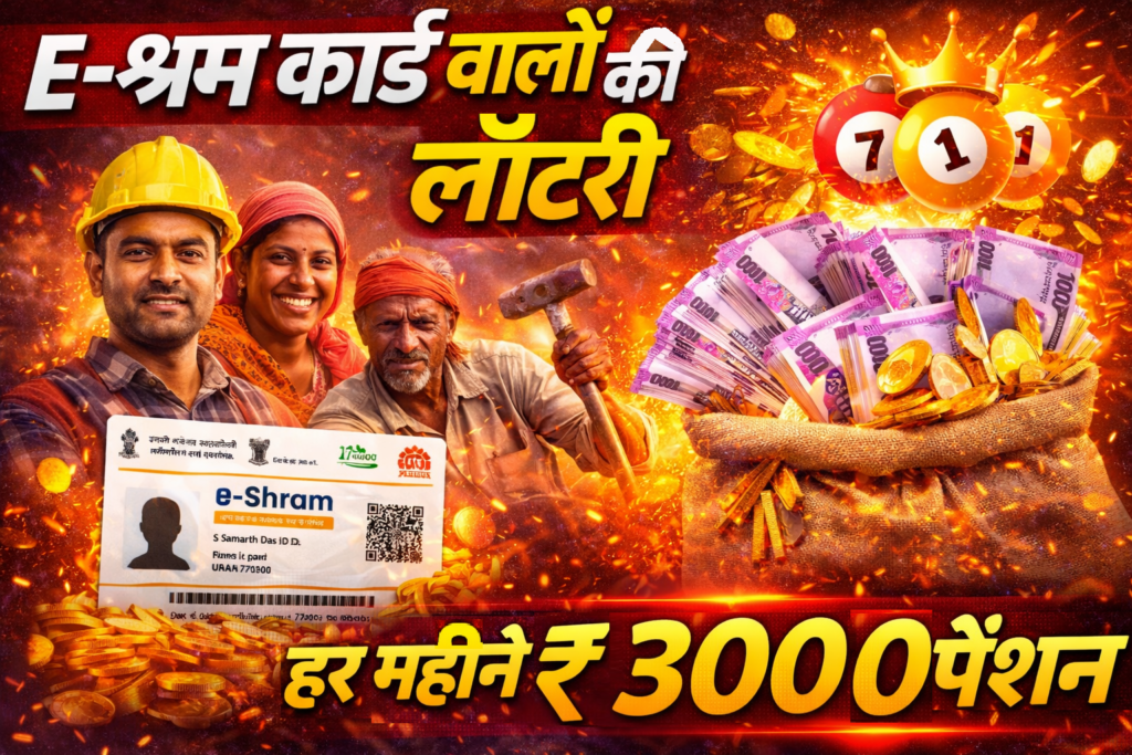 e-shram card walo ke liye badi khushkhabari har mahine 3000 ki pension ka tohafa