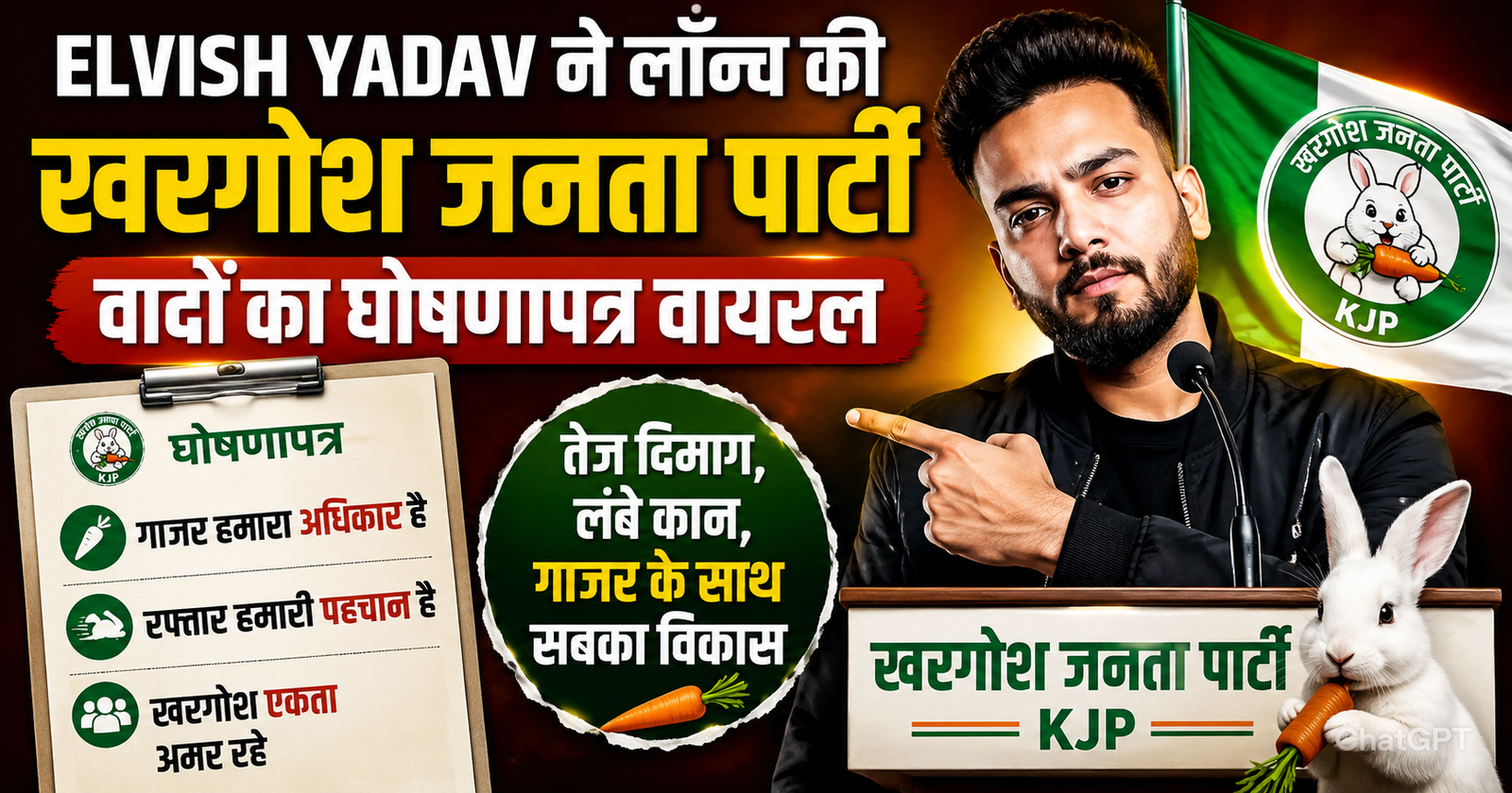 Elvish Yadav ne lainch ki khargosh janta party