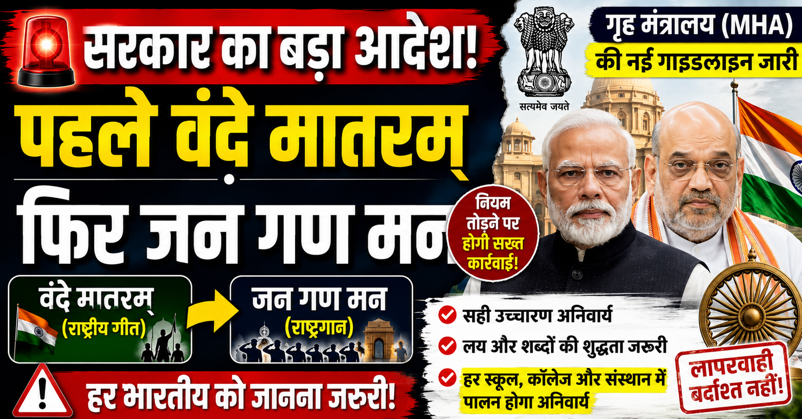 rashtragaan aur rashtriya geet ke niyam todne walon par hogi sakht karravai